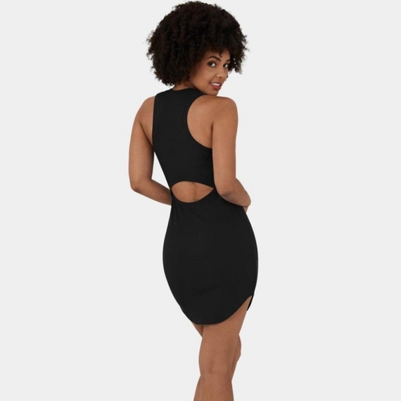 HALARA Round Neck Cut Out Backless Racerback Ruched Bodycon Dress Red Violet/XL - Picture 3 of 6